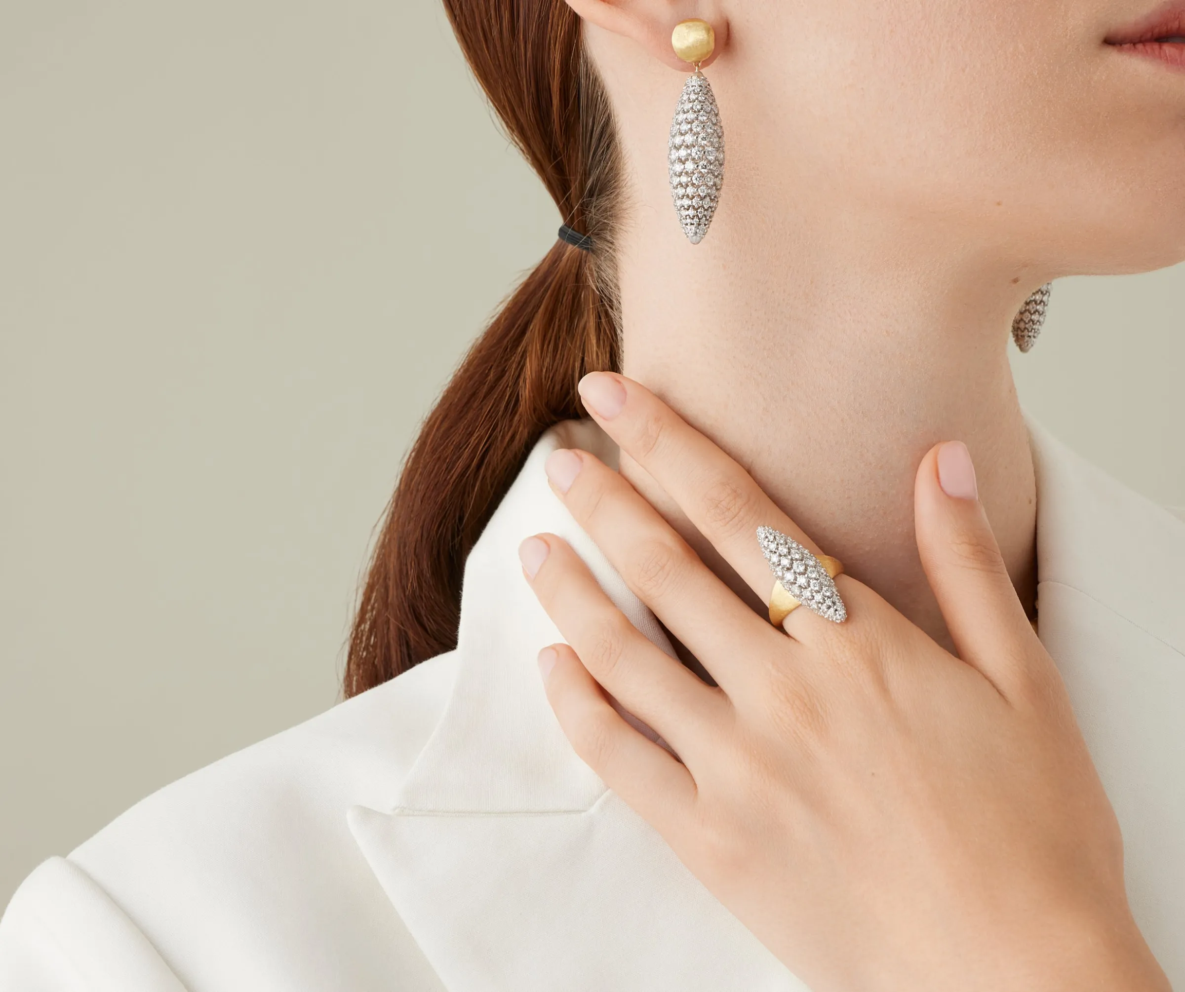 Rings-Marco Bicego 18K Yellow Gold Ring With Diamond Element Yellowgold