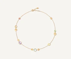 Necklaces-Marco Bicego 18K Yellow Gold Short Mixed Gemstone Necklace Yellowgold