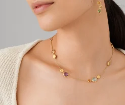 Necklaces-Marco Bicego 18K Yellow Gold Short Mixed Gemstone Necklace Yellowgold