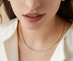 Necklaces-Marco Bicego 18K Yellow Gold Single Strand Coil Collar With Diamond Bar Yellowgold