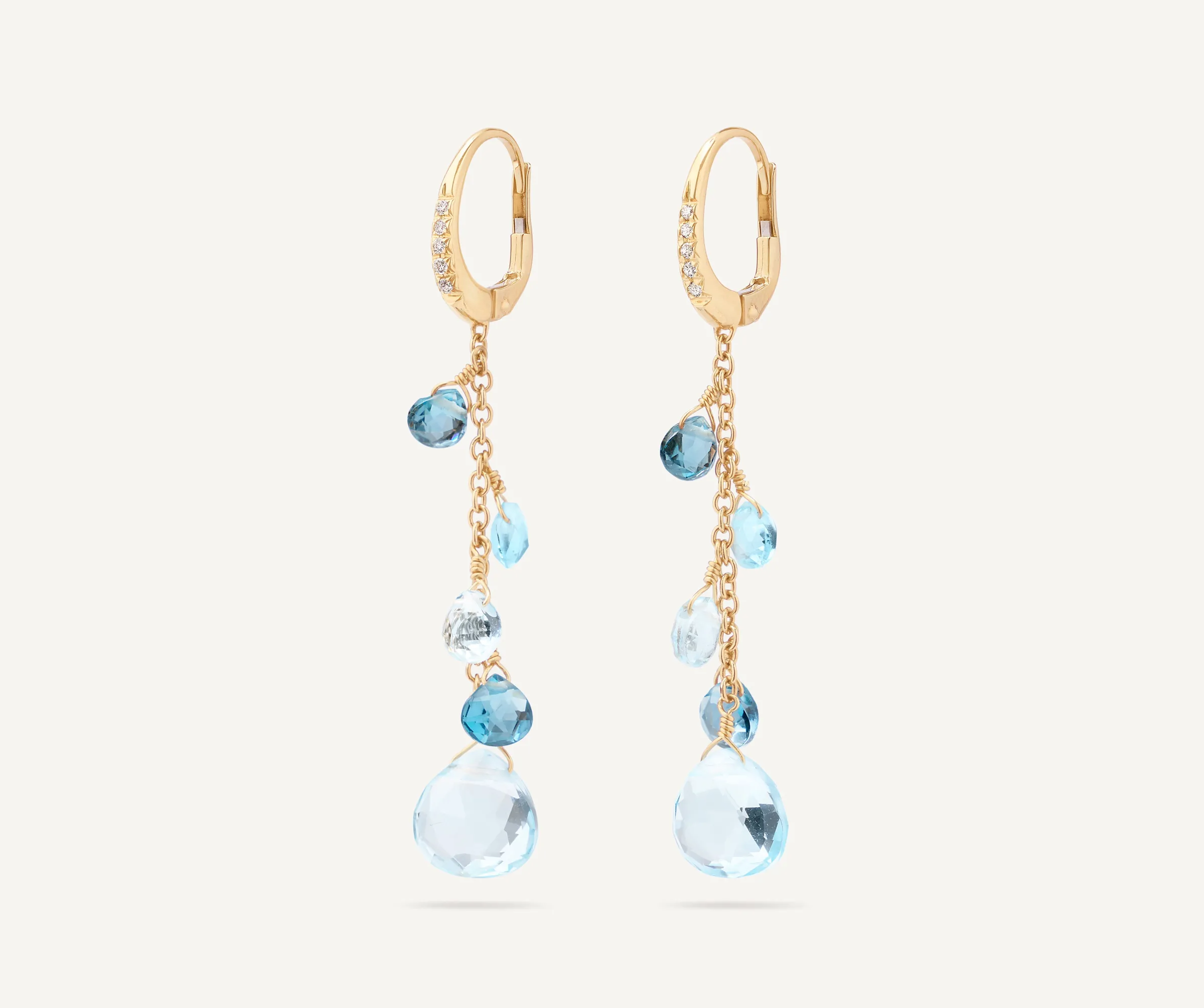 Earrings-Marco Bicego 18K Yellow Gold Single-Strand Topaz Earrings and Diamond Accent Yellowgold