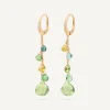 Earrings-Marco Bicego 18K Yellow Gold Single-Strand Green Tourmaline Earrings and Diamond Accent Yellowgold