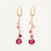 Earrings-Marco Bicego 18K Yellow Gold Single-Strand Pink Tourmaline Earrings and Diamond Accent Yellowgold