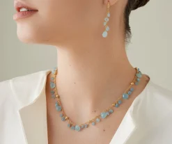Necklaces-Marco Bicego 18K Yellow Gold Single-Strand Aquamarine Necklace Yellowgold