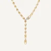 Necklaces-Marco Bicego 18K Yellow Gold Small Link Lariat With Diamond Clasp Yellowgold