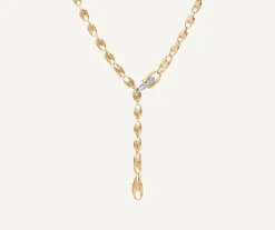 Necklaces-Marco Bicego 18K Yellow Gold Small Link Lariat With Diamond Clasp Yellowgold