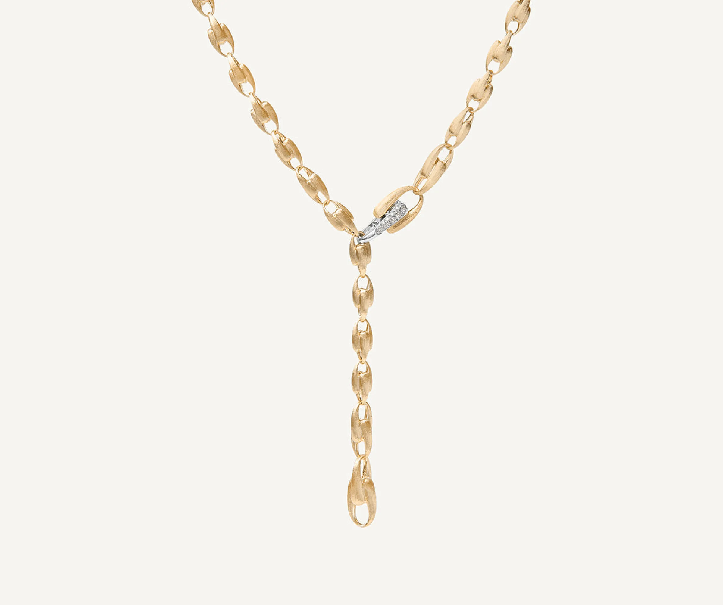 Necklaces-Marco Bicego 18K Yellow Gold Small Link Lariat With Diamond Clasp Yellowgold