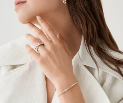 Bracelets-Marco Bicego 18K Yellow Gold Small Stackable Bracelet With Diamond Bar Yellowgold