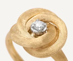 Rings-Marco Bicego 18K Yellow Gold Stackable Floral Ring With Diamond Center Yellowgold