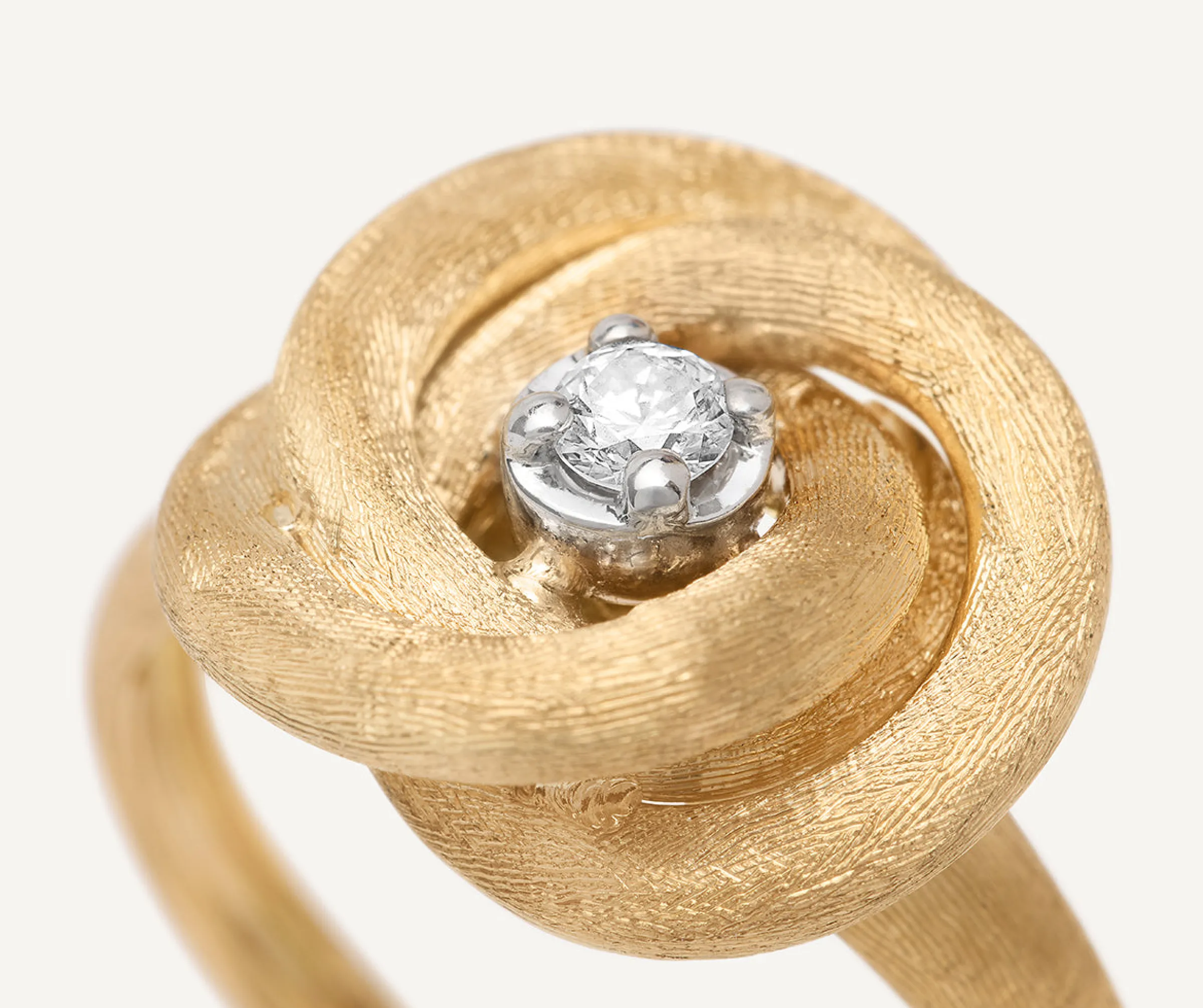 Rings-Marco Bicego 18K Yellow Gold Stackable Floral Ring With Diamond Center Yellowgold