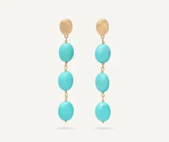 Earrings-Marco Bicego 18K Yellow Gold Statement Earrings with Turquoise Yellowgold