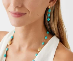 Earrings-Marco Bicego 18K Yellow Gold Statement Earrings with Turquoise Yellowgold
