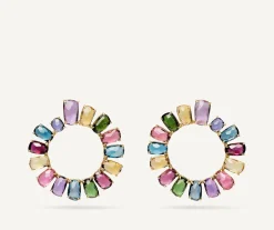 Earrings-Marco Bicego 18K Yellow Gold Statement Gemstone Medium Wrap Hoops Yellowgold