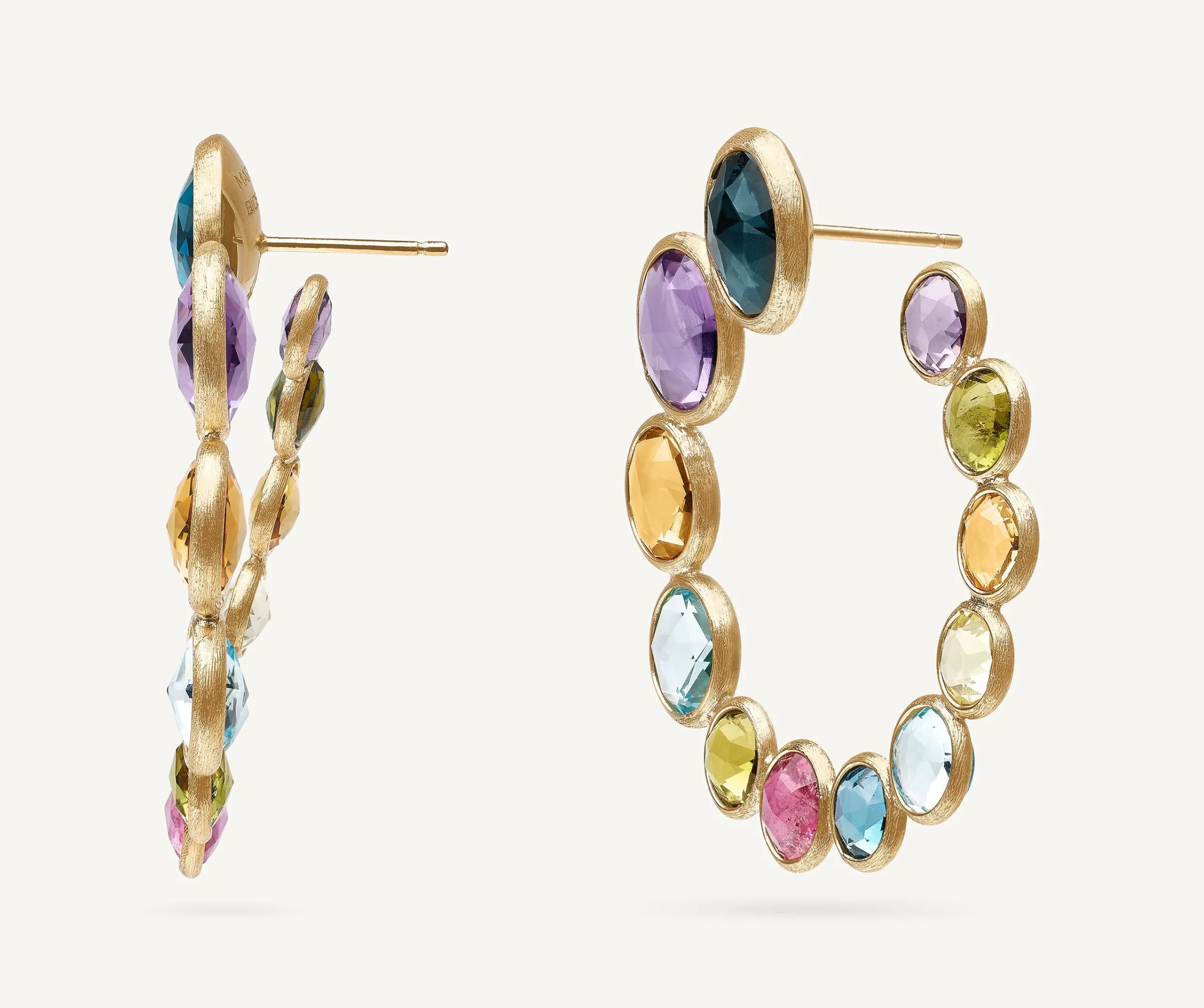 Earrings-Marco Bicego 18K Yellow Gold Statement Gemstone Wrap Hoops Yellowgold