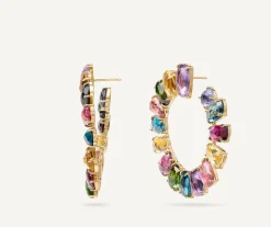 Earrings-Marco Bicego 18K Yellow Gold Statement Gemstone Medium Wrap Hoops Yellowgold