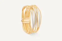 Bracelets-Marco Bicego 18K Yellow Gold 9-Strand Bangle With Diamond Bars Yellowgold