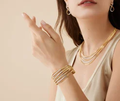 Bracelets-Marco Bicego 18K Yellow Gold 9-Strand Bangle With Diamond Bars Yellowgold