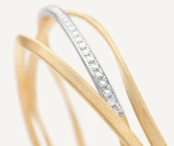 Bracelets-Marco Bicego 18K Yellow Gold 3-Strand Bangle With Diamond Bar Yellowgold