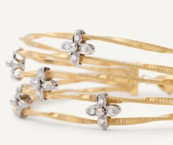 Bracelets-Marco Bicego 18K Yellow Gold 5-Strand Bangle with Floral Diamonds Yellowgold