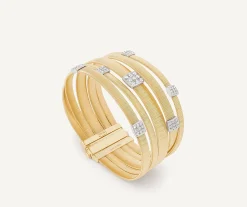 Bracelets-Marco Bicego 18K Yellow Gold 4-Strand Coil Bracelet With Diamonds Stations Yellowgold