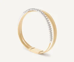 Bracelets-Marco Bicego 18K Yellow Gold 3-Strand Coil Bracelet With Diamonds Yellowgold