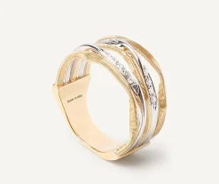 Rings-Marco Bicego 18K Yellow Gold 5-Strand Coil Ring With Diamond Strands Yellowgold
