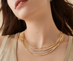Necklaces-Marco Bicego 18K Yellow Gold 5-Strand Coil Necklace With Diamond Bars Yellowgold