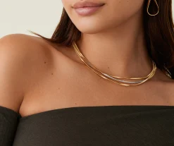 Necklaces-Marco Bicego 18K Yellow Gold 3-Strand Coil Necklace With Diamond Bar Yellowgold
