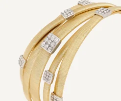 Bracelets-Marco Bicego 18K Yellow Gold 4-Strand Coil Bracelet With Diamonds Stations Yellowgold