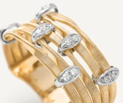 Rings-Marco Bicego 18K Yellow Gold 5-Strand Coil Ring With Diamonds Stations Yellowgold