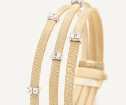 Bracelets-Marco Bicego 18K Yellow Gold 3-Strand Coil Bracelet With Diamonds Stations Yellowgold