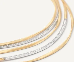 Necklaces-Marco Bicego 18K Yellow Gold 5-Strand Coil Necklace With Diamond Bars Yellowgold