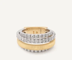 Rings-Marco Bicego 18K Yellow Gold 4-Strand Coil Ring With 3 Diamond Pavé Bands Yellowgold