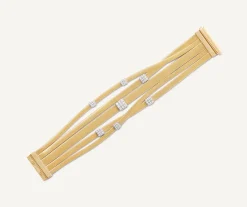 Bracelets-Marco Bicego 18K Yellow Gold 4-Strand Coil Bracelet With Diamonds Stations Yellowgold