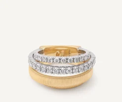 Rings-Marco Bicego 18K Yellow Gold 4-Strand Coil Ring With 2 Diamond Pavé Bands Yellowgold