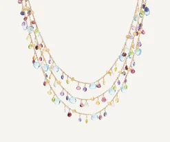 Necklaces-Marco Bicego 18K Yellow Gold 3-Strand Gemstone Necklace, Topaz Accents Yellowgold