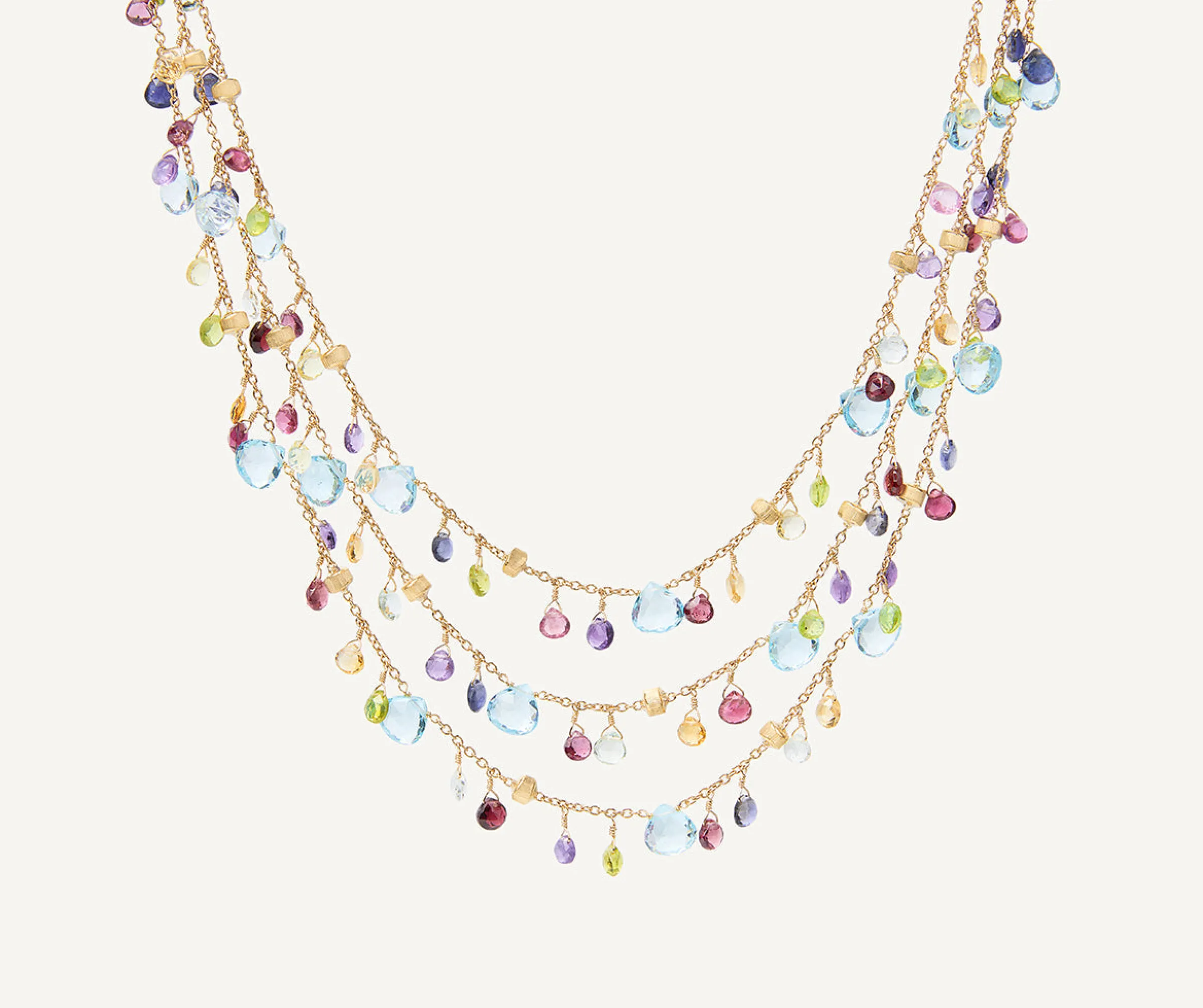 Necklaces-Marco Bicego 18K Yellow Gold 3-Strand Gemstone Necklace, Topaz Accents Yellowgold