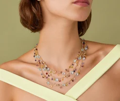 Necklaces-Marco Bicego 18K Yellow Gold 3-Strand Gemstone Necklace, Topaz Accents Yellowgold
