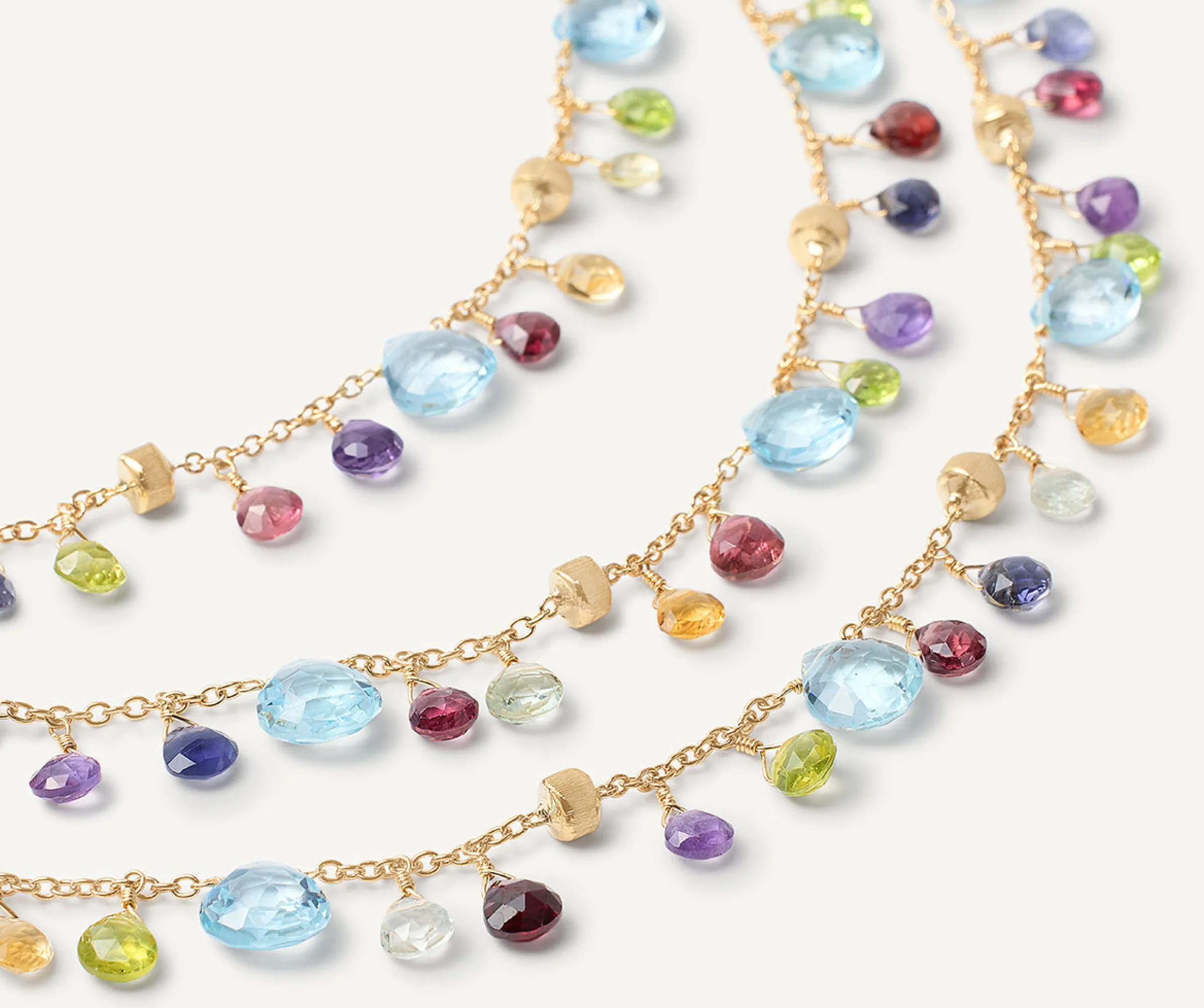 Necklaces-Marco Bicego 18K Yellow Gold 3-Strand Gemstone Necklace, Topaz Accents Yellowgold