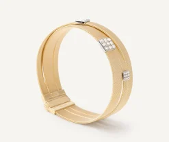 Bracelets-Marco Bicego 18K Yellow Gold 3-Strand Mixed Coil Bracelet With Diamonds Stations Yellowgold