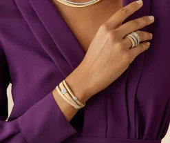 Bracelets-Marco Bicego 18K Yellow Gold 3-Strand Mixed Coil Bracelet With Diamonds Stations Yellowgold