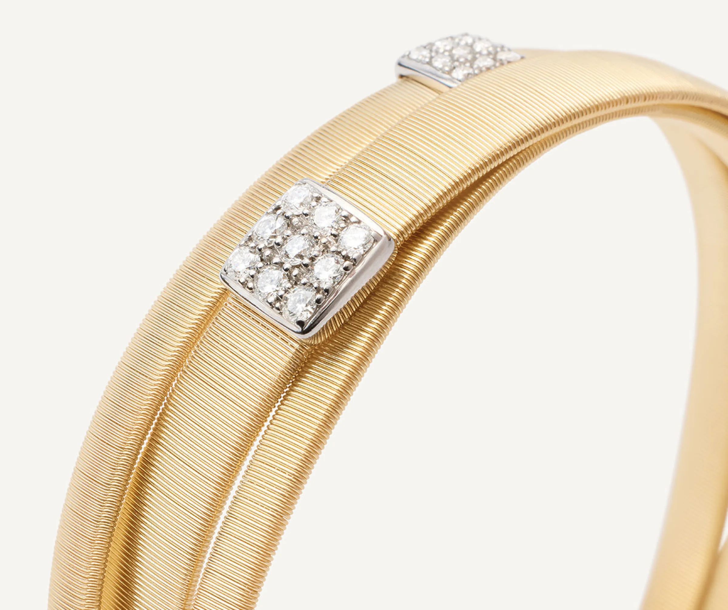Bracelets-Marco Bicego 18K Yellow Gold 3-Strand Mixed Coil Bracelet With Diamonds Stations Yellowgold