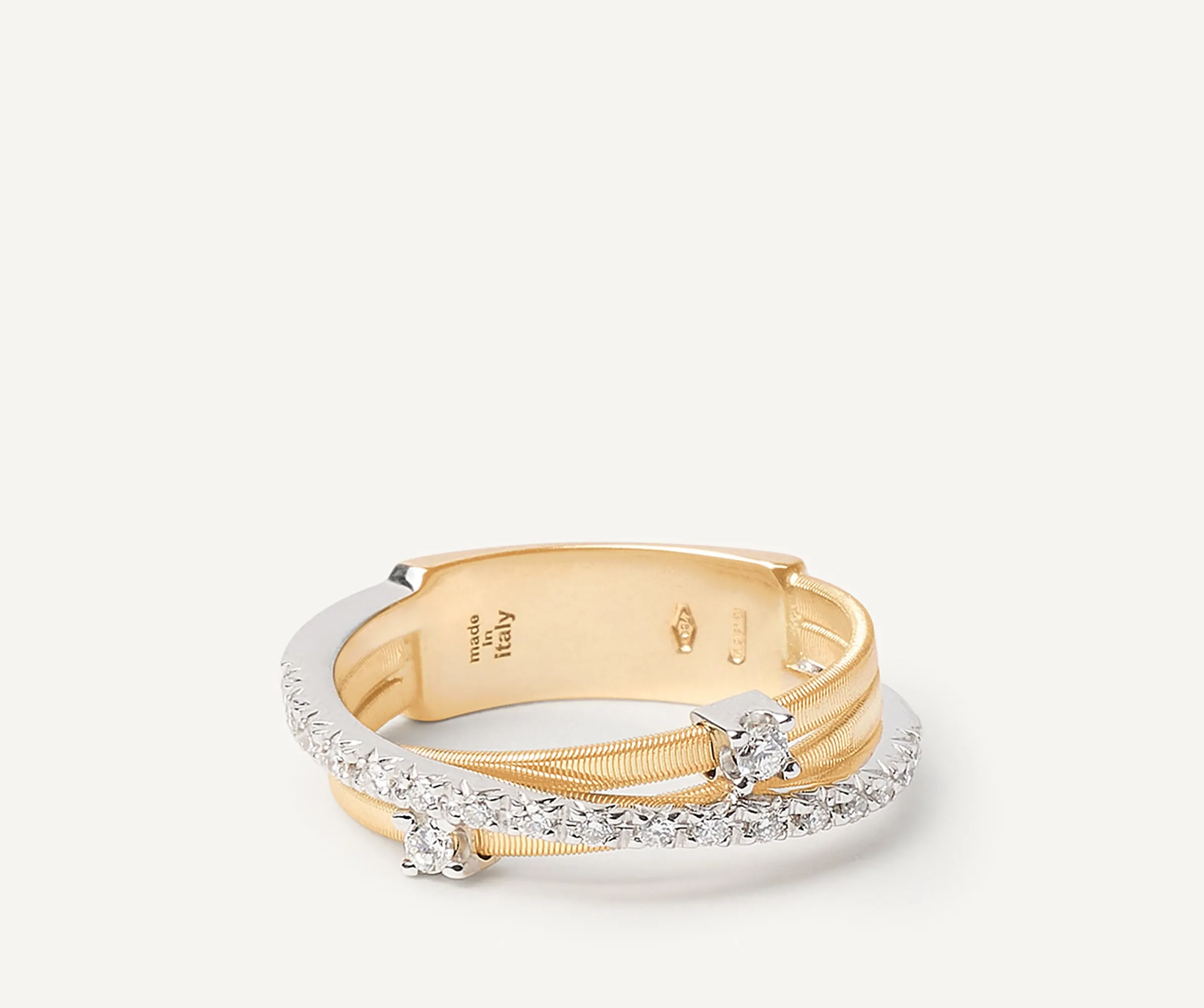 Rings-Marco Bicego 18K Yellow Gold 3-Strand Ring With Diamonds Yellowgold