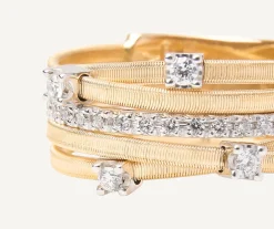 Rings-Marco Bicego 18K Yellow Gold 5-Strand Ring With Diamonds Yellowgold