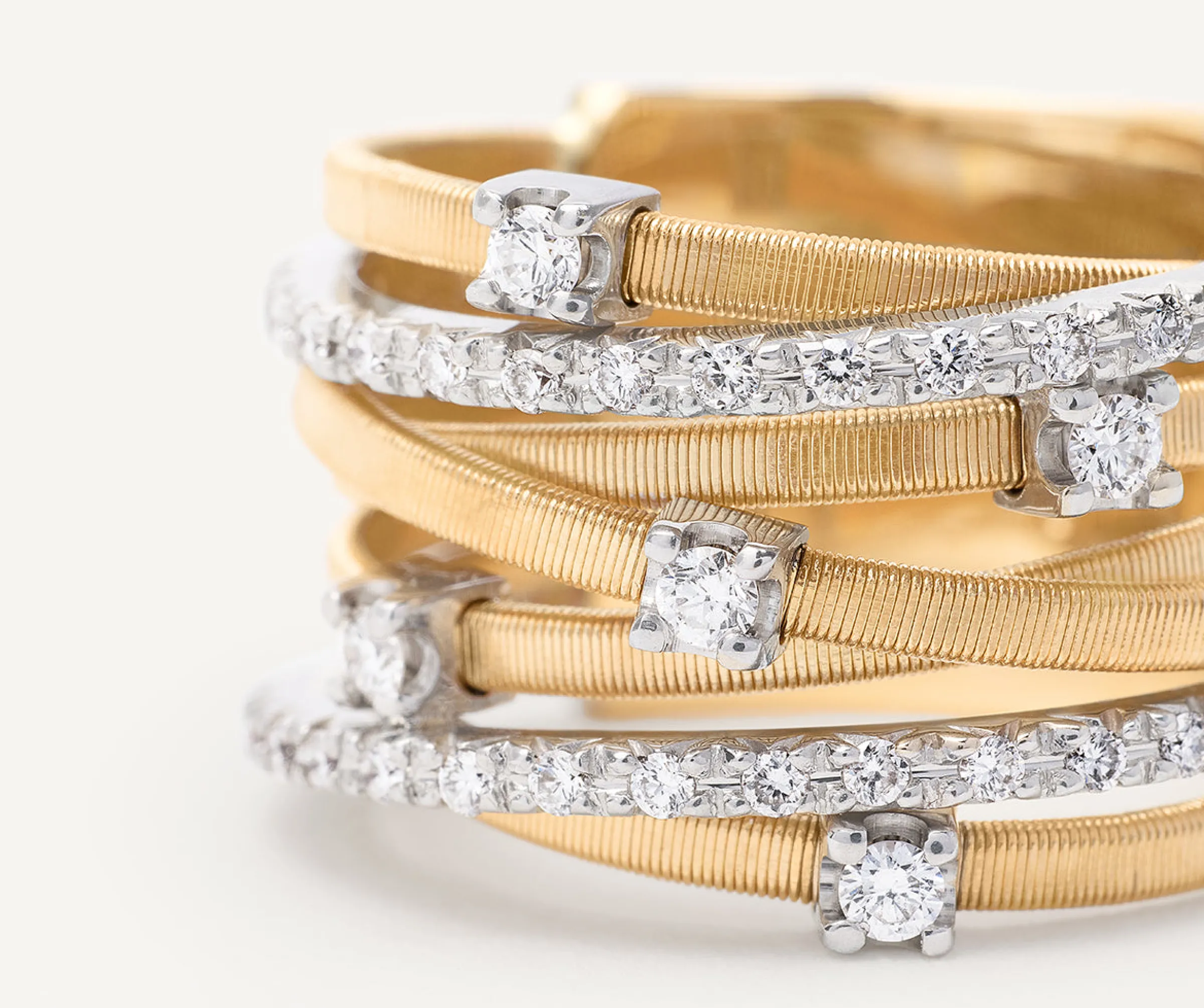 Rings-Marco Bicego 18K Yellow Gold 7-Strand Ring With Diamonds Yellowgold