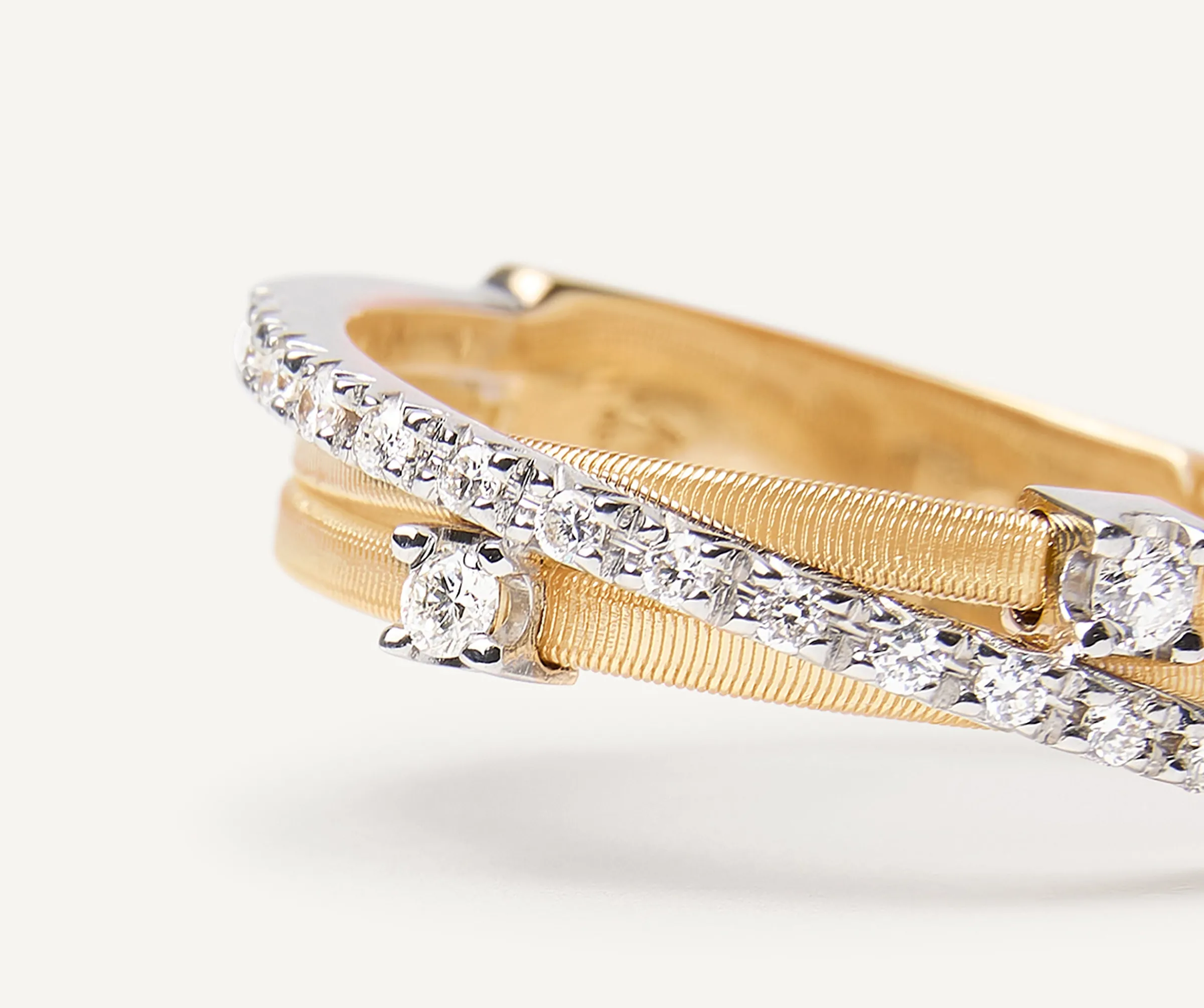 Rings-Marco Bicego 18K Yellow Gold 3-Strand Ring With Diamonds Yellowgold