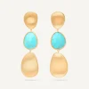 Earrings-Marco Bicego 18K Yellow Gold Three-Drop Turquoise Earrings Yellowgold