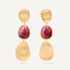 Earrings-Marco Bicego 18K Yellow Gold Three-Drop Thulite Earrings Yellowgold