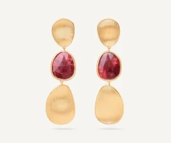 Earrings-Marco Bicego 18K Yellow Gold Three-Drop Thulite Earrings Yellowgold