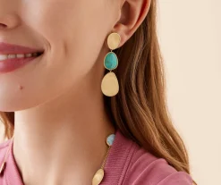 Earrings-Marco Bicego 18K Yellow Gold Three-Drop Turquoise Earrings Yellowgold